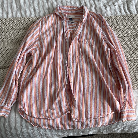 Pink and White Striped Linen Shirt - Picture 1 of 3